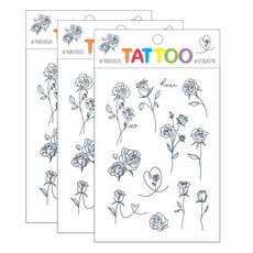 Petit 迷你紋身貼紙 TS014, 玫瑰, 3個