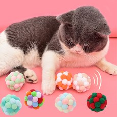 PETSMON 貓咪彩色玩具球 7入, 隨機發貨, 1套