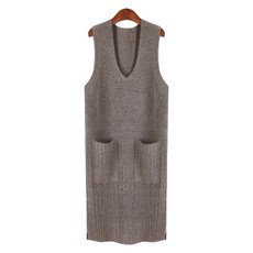 樂詩 Espin V領口袋長版針織背心