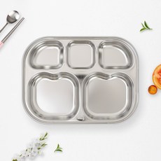 RAONNURI Well-made 全不鏽鋼5格餐盤 A款, 單一顏色, 1個