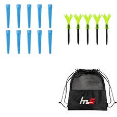 나야스타일 플라스틱 골프 롱 티 블루 10p + ABS 골프 롱 티 클리어그린 5p + 파우치 세트 GFYP-185-2 165-5pU, 혼합색상