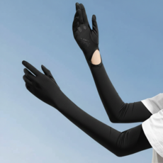 Join Made OLBIES 防紫外線UV涼感長袖套 雙手穿戴組, 黑色, 1套