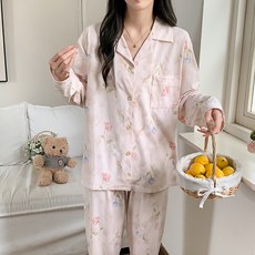 안나앤코 여성용 퓨어플라워 긴팔 파자마 상하의 세트