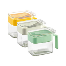 喜拉雅調味罐300ml/銘黃,附帶小勺設計,透明罐身,手柄設計,密封性佳, 1入