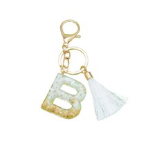 엠제이 이어폰 케이스 휴대폰 줄 알파벳 이니셜 태슬장식 키링, B, 1개