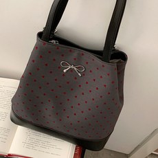 연이랜드 리본 포인트 도트 숄더 쇼퍼백