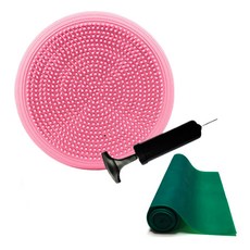 Lenwave 雙面平衡墊+乳膠帶套組, 粉色（靠墊）、綠色（帶）