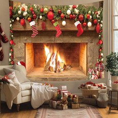 Artyhome 壁爐快樂聖誕掛毯 TYPE14 厚布, 混合色