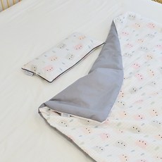 아띠블랑 코튼 베개커버 2p + 속통 + 신생아 차렵이불 세트, 체크베어