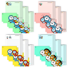 B Family 粉彩信紙4種套組 46-0286, 綠色, 杏色, 黃色, 藍色, 3套