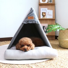 改過遷善 寵物用迷彩三角屋坐墊套組, 灰色, 1個