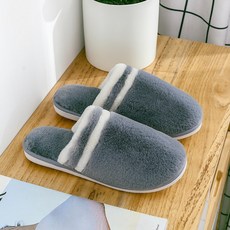 溫暖保暖簡約冬季毛絨室內拖鞋, 灰色, 260~265