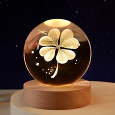 Yeonha 水晶球感性氣氛燈 8cm + 禮物包裝組, 四葉草