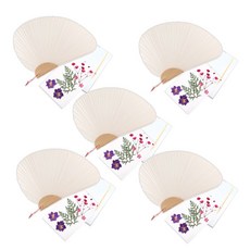 누름꽃 조가비 부채 만들기 패키지 수선화 대, 퍼플, 5세트