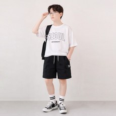 Nanajuni 兒童圓領首爾獨特五分褲 + 短袖T恤套裝