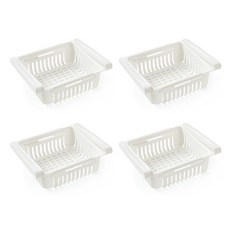 Market Gamsung寬度可調節冰箱收納箱, 4個, 白色的