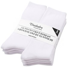 두발로 여성용 스포츠 면사 2올 무지 장목 양말 8켤레, 화이트, 1세트