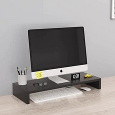라라공방 원목 데스크 모니터 받침대 1단, 블랙