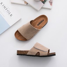 GODSHOE 素色魔鬼氈軟木底拖鞋, 米色, 240mm