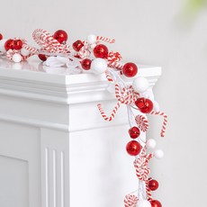 flowertree 居家牆面裝飾拐杖花環, 紅色