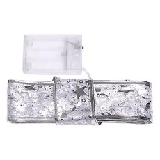 葉子小舖 聖誕節LED緞帶燈 50燈 5m, 1組, 銀色 白光