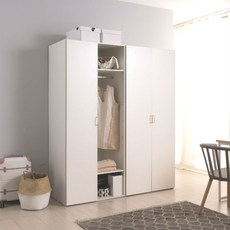 리바트 모뜨 1600 오픈형 T긴옷장 방문설치, 화이트(바디) + 화이트(도어) + 샴페인 골드 유광(손잡이)