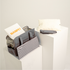 Nanpet小狗機內用背帶散步移動包+氣墊+交叉帶組合商品, 象牙白, 1個