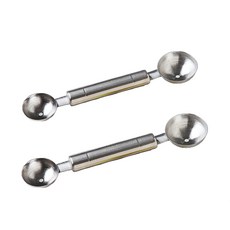 不鏽鋼雙頭挖球匙, 2入, 銀