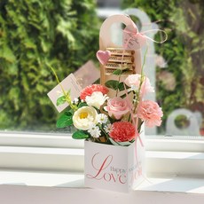ASPASIA 人造花訊息信封康乃馨零用錢提袋花盆