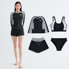 Elsso 女性撞色長袖防磨衣 + 運動內衣 + 短褲 + 內襯褲組