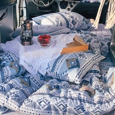 LaMonte 印度風超細纖維露營薄被組, 藍色