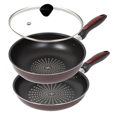 CHEFLINE 3件式平底鍋組, 1組, 煎鍋30cm+皇家鍋30cm+玻璃蓋30cm, 混色