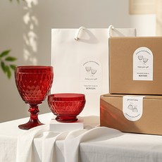 빌레로이앤보흐 고블렛 400ml + 인디비주얼 디저트볼 선물세트 + 쇼핑백, 레드, 1세트