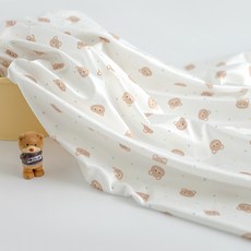 Lily Fabric DTP 寬幅 2mm 熊熊圖案超細纖維布料, 1個, 白象牙色