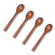 木製橢圓形茶匙, 1套, 茶匙