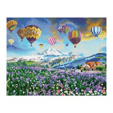 iLovePainting DIY 鑽石畫 畫布型 風景 40 x 50 cm, 清晨熱氣球之旅, 1個
