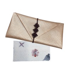 袋型繩結包巾零用錢信封 + 壓花韓紙信封 隨機出貨, 米色, 1套