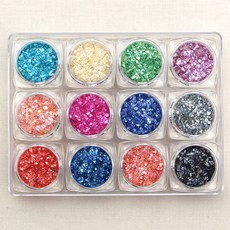樹脂藝術珍珠母粉12色套組, 天空色/象牙白色/綠色/紫羅蘭色/珊瑚色/艷粉色/海藍色/灰色/玫瑰粉色/深藍色/桃紅色/黑色, 1套