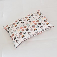 아띠블랑 아동용 사계절 순면 베개커버 2p + 높이조절 진드기방지 베개속통 세트, 캣프렌즈