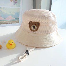 woojooi 兒童款 我心裡的小熊 網眼漁夫帽