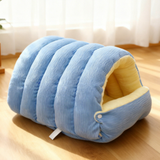 허니버블 반려동물 꿀잠 마카롱 동굴 방석 하우스, 블루, 1개