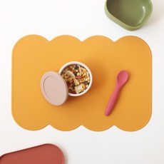 에이드엘 슬림 코튼 실리콘 테이블매트, 머스타드, 가로 388mm x 세로 267mm x 두께 1.8mm, 1개