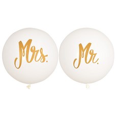 Sempertex 大型氣球 婚禮氣球 Mrs + Mr 60cm, 白色, 1套