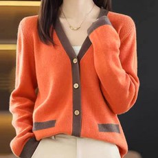 Murielle 女款撞色線條V領針織開襟衫