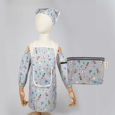 BEBE CHOUETTE 兒童防水圍裙 + 頭巾 + 袖套 + 收納袋套組