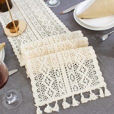 市集感蕾絲桌旗, 白色, 24 x 160 cm, 1個