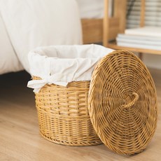 ohoo2 藤編洗衣籃 小型 25 x 26 cm, 米色, 1個