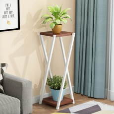 애비뉴굿즈 심플 인테리어 거실 화분받침대a4 80cm, 화이트프레임 월넛보드