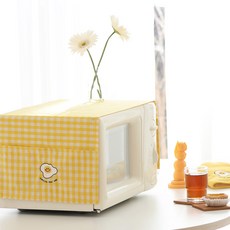 벨라이프 스마일에그 자수 주방 인테리어 다용도 패브릭 전자레인지커버, 옐로우