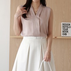 퀸이즈 여성용 민소매 넥라인 포인트 블라우스